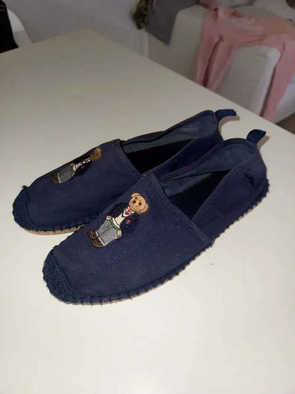 Polo Ralph Lauren Barron Polo Bear Canvas Espadrilles Navy Size 9D